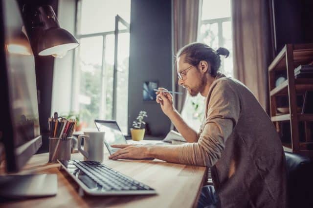 young man freelancing in a gig economy