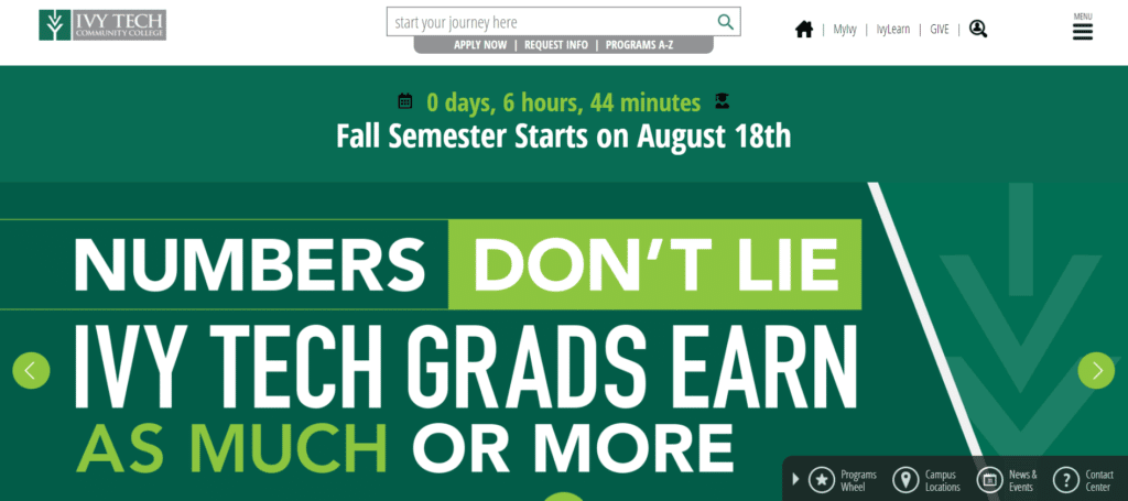 Ivy Tech homepage