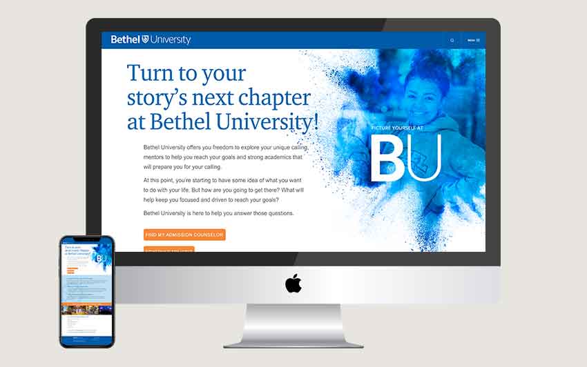 Bethel University Landing Page