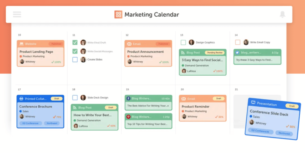 CoSchedule screenshot - higher education digital marketing