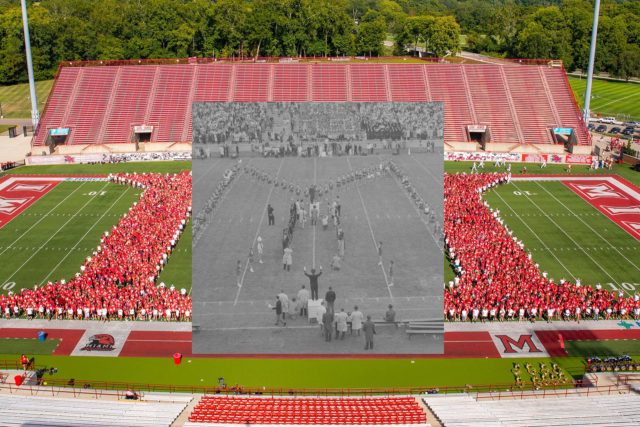MU Campus Yager Stadium - then and now image
