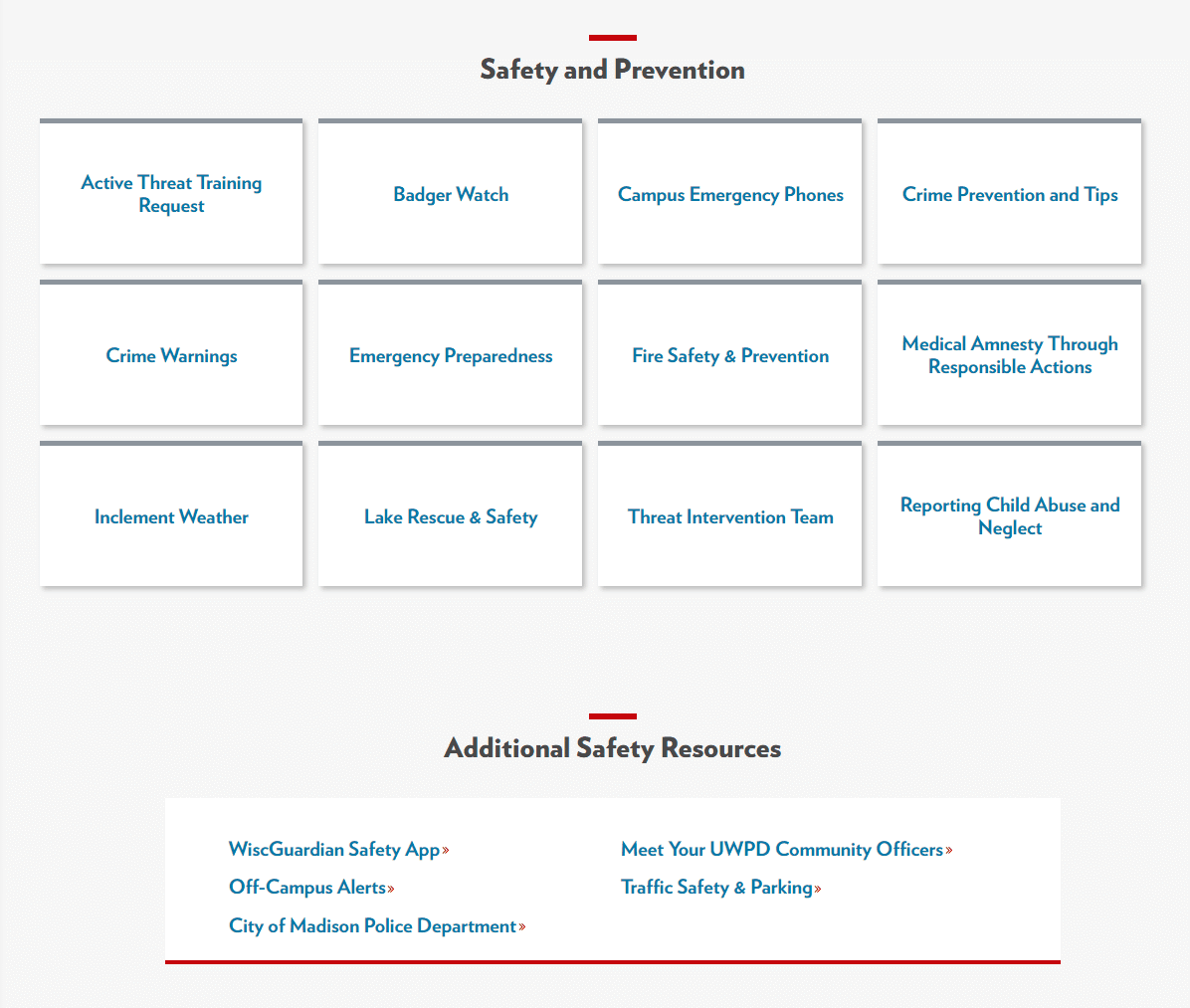 safety categories grid