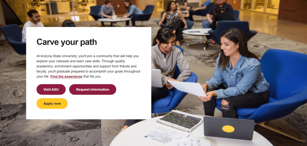 ASU uses campus photography to enhance their student experience as well as improve their marketing messaging. 