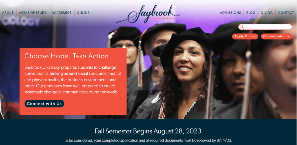 Saybrook University screenshot