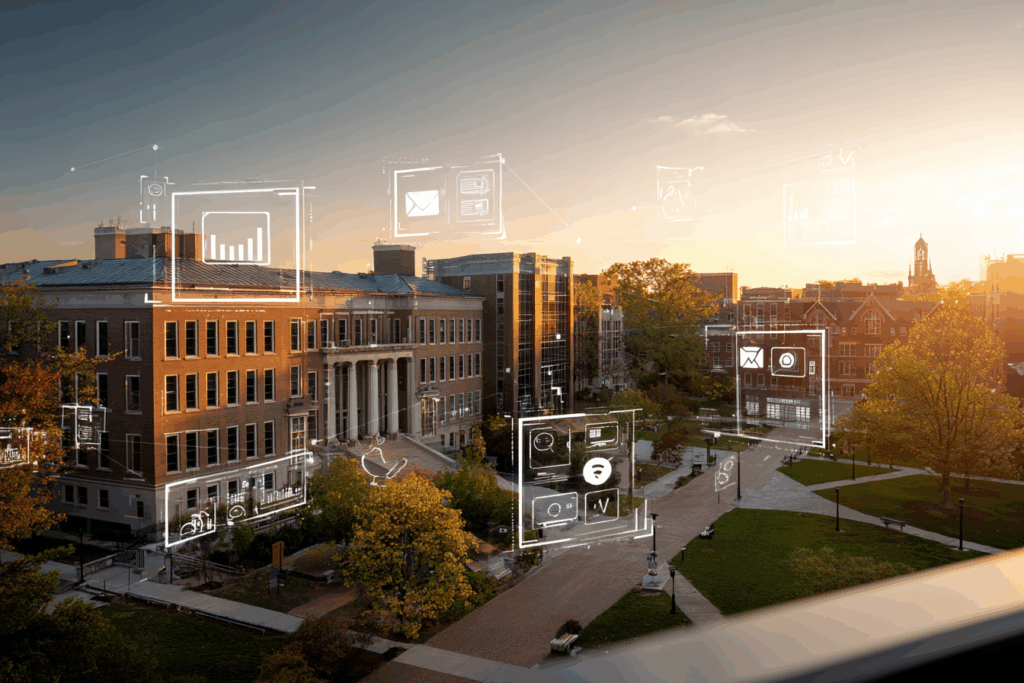 Illustration showing how leveraging AI empowers small colleges in their personalized recruitment efforts.