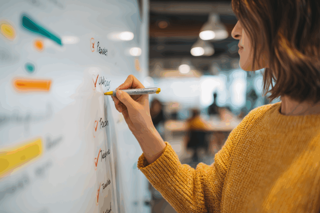 Illustration showing how marketers use the AI marketing readiness checklist to improve their enrollment results.